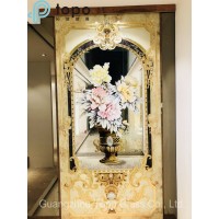 Colorful Chinese Flower Background Wall Glass for Decoration (PG-TP007)